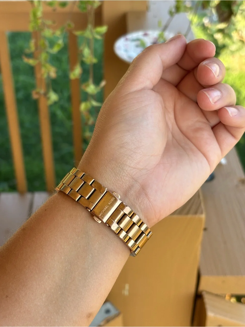 Michael Kors Rose Gold Toned MK Logo Bracelet Watch